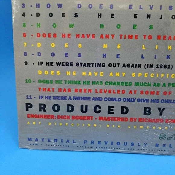 Elvis Presley Elvis Talks Interview Vinyl LP Multicolor Factory Sealed RCA 1970s